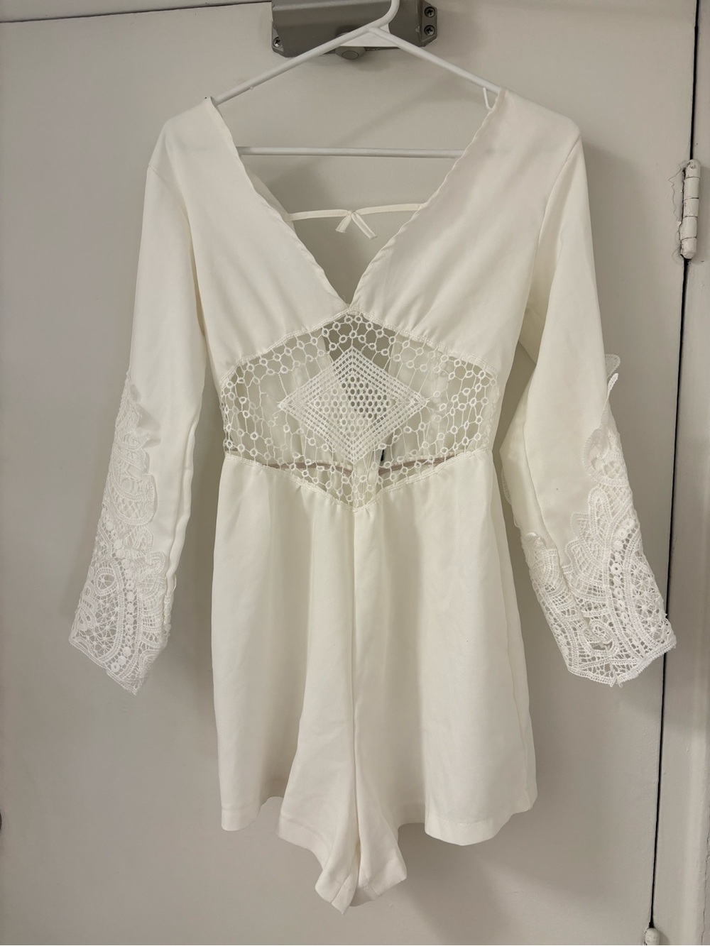 Lace boho long-sleeve romper